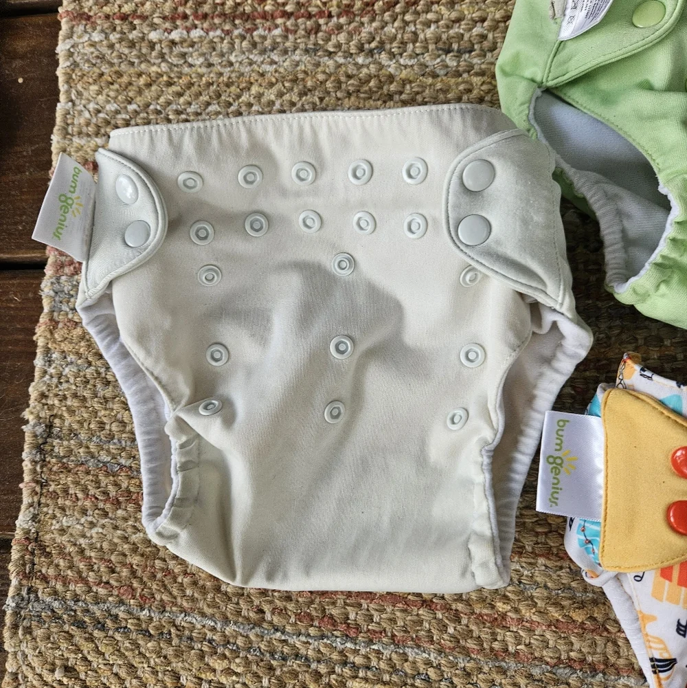 BumGenius Diaper Covers - Lime, Cream, Music Print